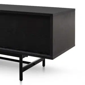 Giselle 2.1m full black wooden TV entertainment unit with sleek modern design and storage