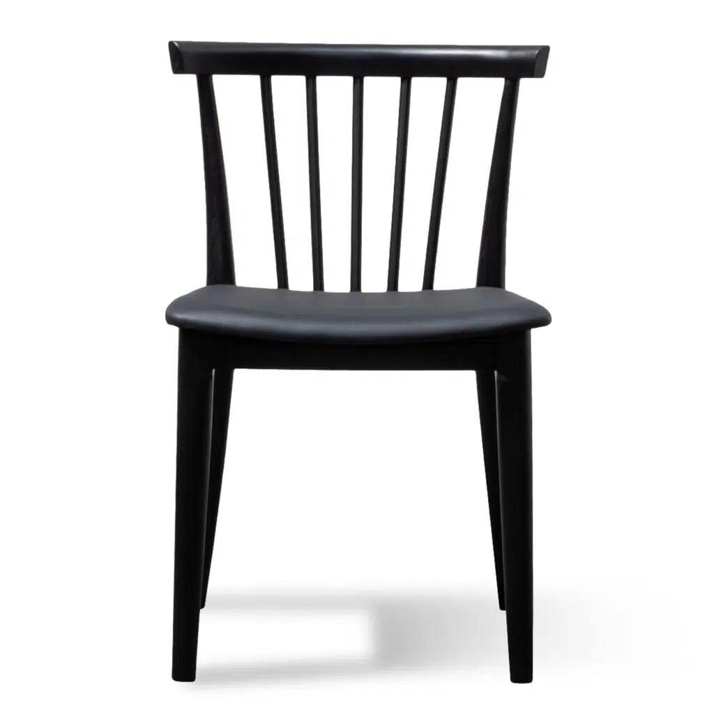 Miso Dining Chair Solid Timber Black PU Set of 2