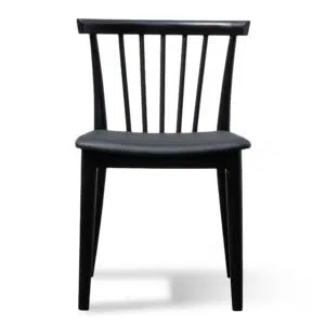 Miso Dining Chair Solid Timber Black PU Set of 2