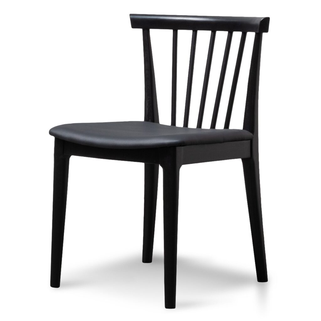 Miso Dining Chair - Solid Timber & Black PU Set of 2