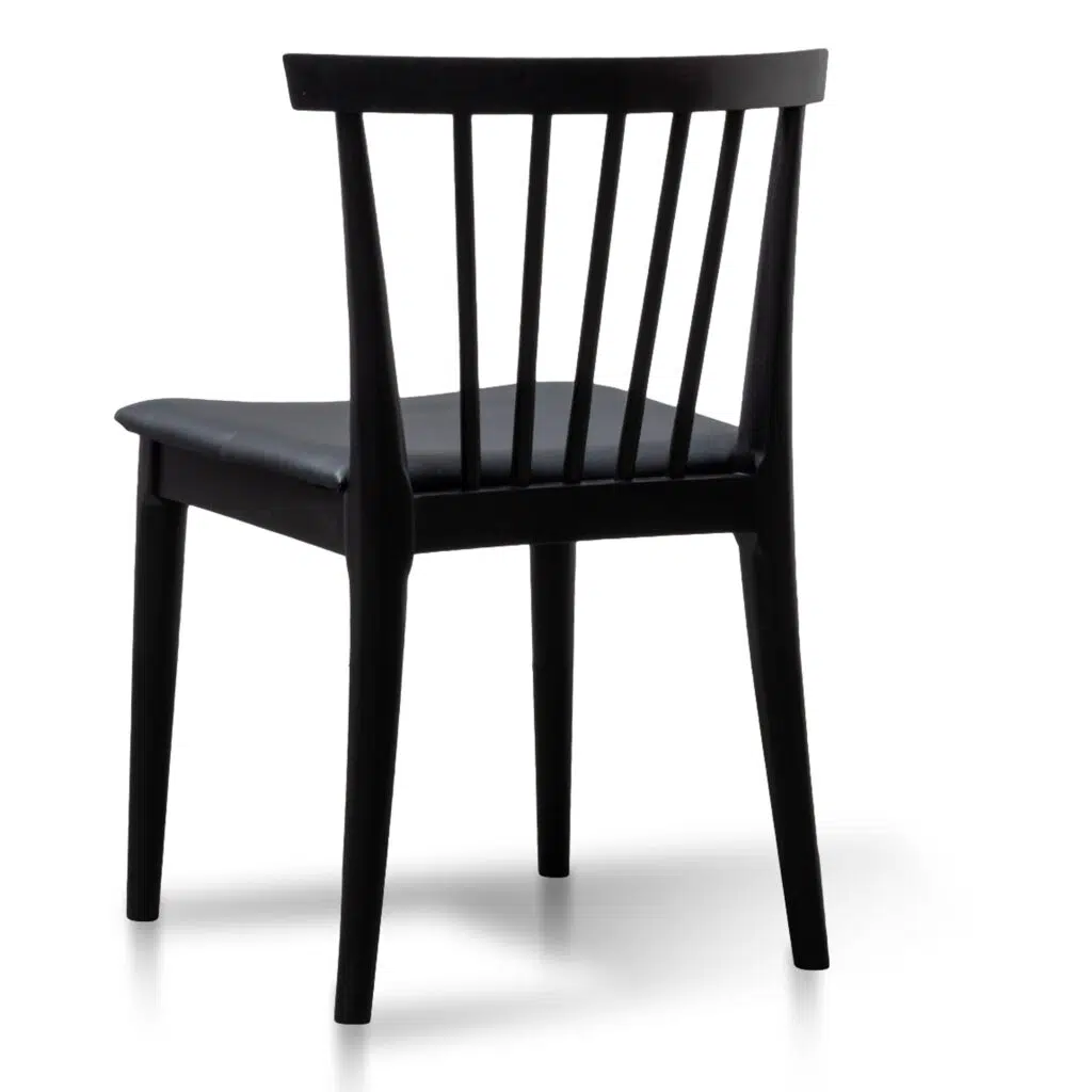 Miso Dining Chair Solid Timber Black PU Set of 2 Modern Design