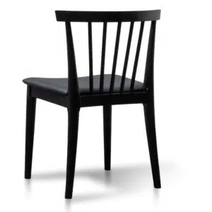 Miso Dining Chair Solid Timber Black PU Set of 2 Modern Design