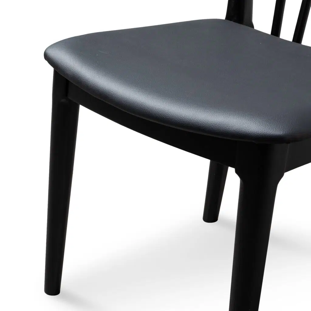 Miso Dining Chair Solid Timber Black PU Set of 2