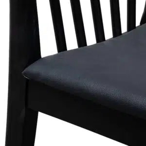 Miso Dining Chair Solid Timber Black PU Modern Set of 2