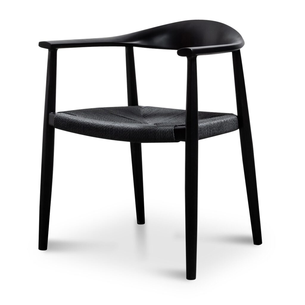Laroa Round Dining Armchair Full Black Set of 2 Modern