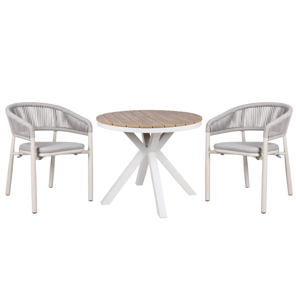 Sand White Outdoor Dining Chair Set 2 Light Grey