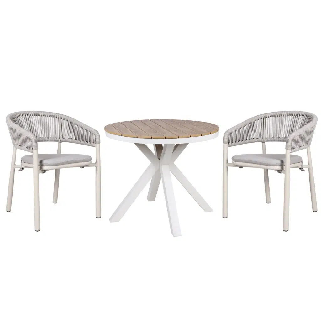 Sand White Outdoor Dining Chair Set 2 Light Grey