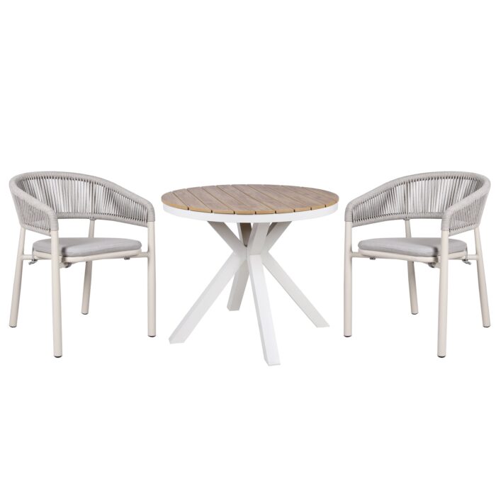 Sand White Outdoor Dining Chair Set 2 Light Grey