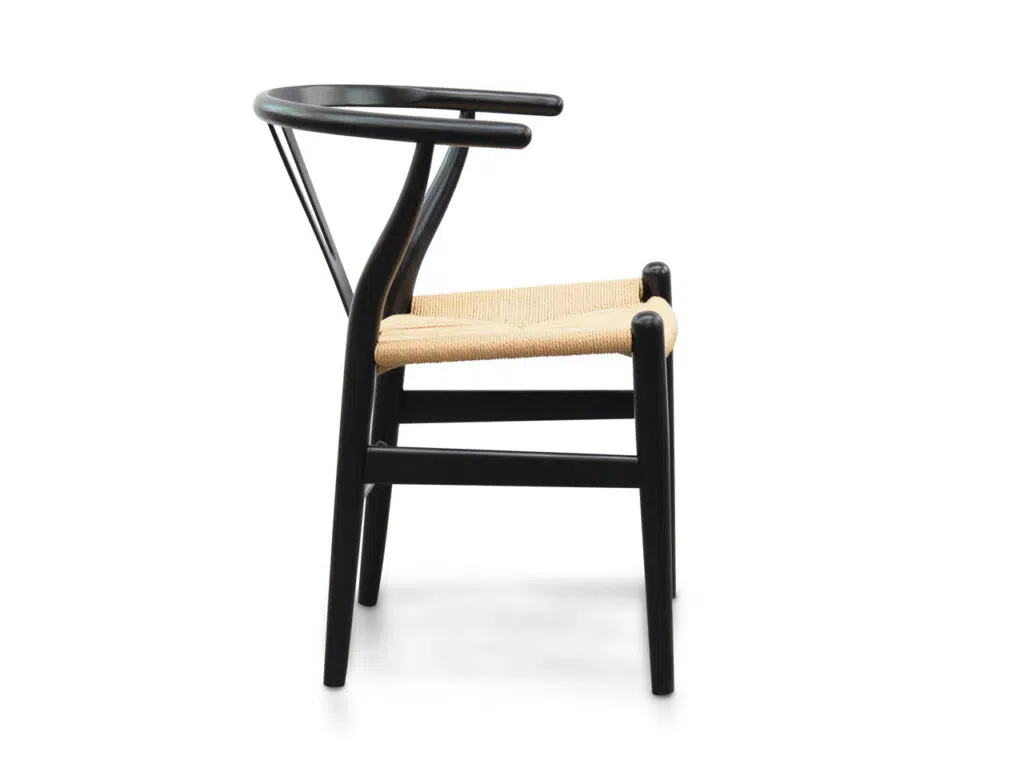 Vira Dining Chair Black Frame Natural Seat Set of 2 Timeless Design