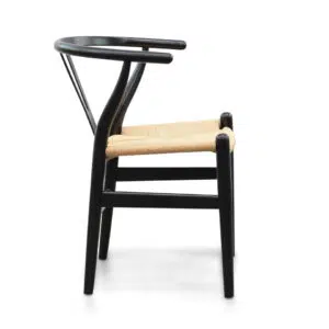 Vira Dining Chair Black Frame Natural Seat Set of 2 Timeless Design