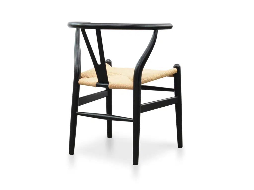 Vira Dining Chair Black with Natural Seat Set of 2