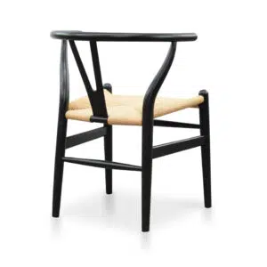 Vira Dining Chair Black with Natural Seat Set of 2