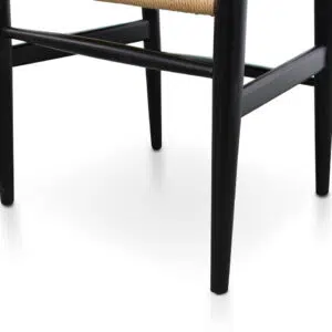 Vira Dining Chair Black Natural Seat Set of 2 Traditional Design