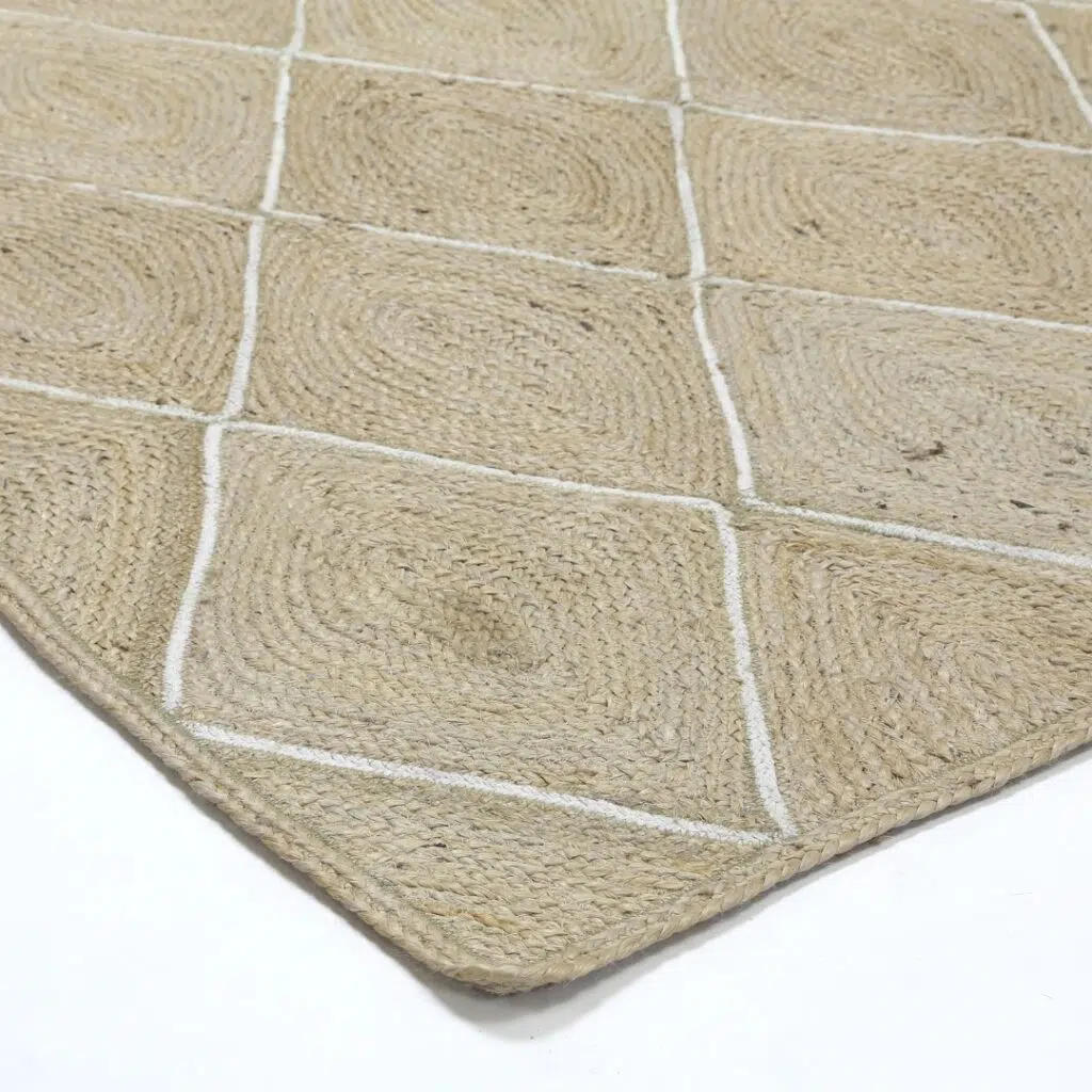 Artisan Pearl Diamond Rug - Handwoven Natural Fiber Design