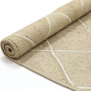 Artisan Handwoven Rug with Geometric Pattern and Natural Fibers