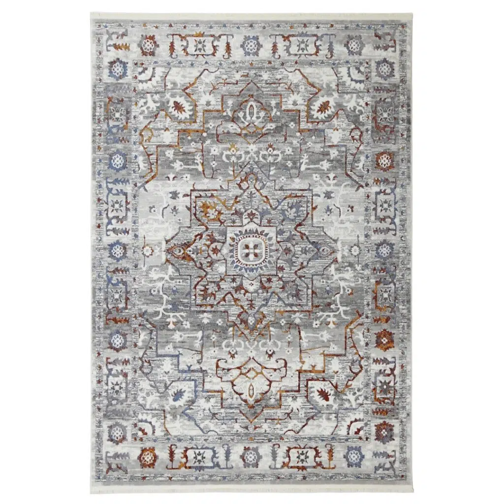 Bohemian Paradise Grey Multi Rug - Durable Turkish Craft for Living Rooms