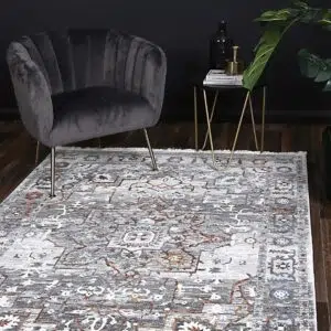 Bohemian Paradise Medalion Rug - Durable Synthetic Fiber, Terracotta & Blue Colors, 12mm Pile, Adaptable Sizes