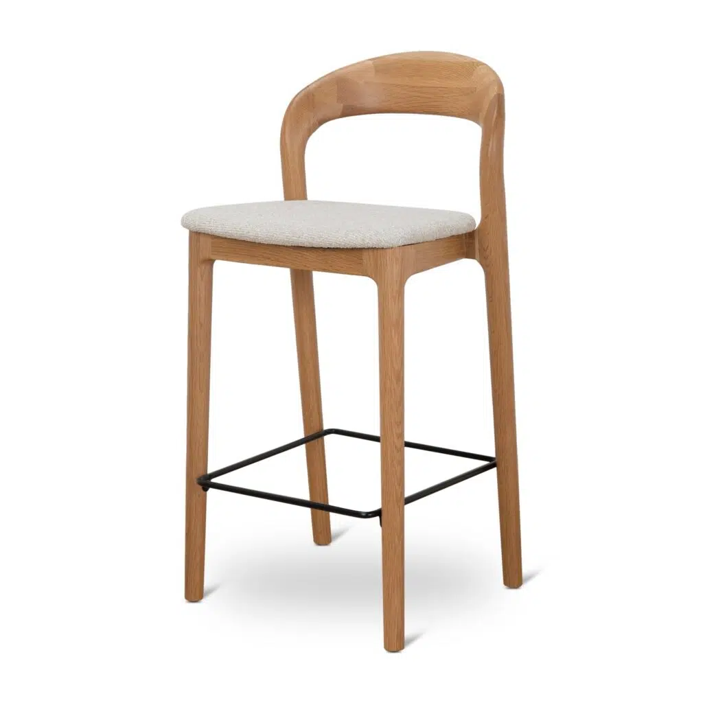 Jeyra 65cm Beige Bar Stool Set of 2 - Elegant Ergonomic Durable Timber Frame