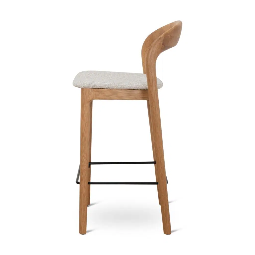 Jeyra 65cm Beige Bar Stools Set of 2 - Natural Wood Design