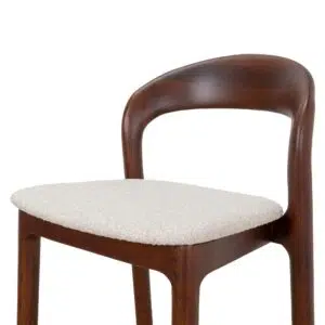 Lovan Dark Brown Bar Stool Set of 2 with Beige Upholstery