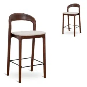 Lovan 65cm Dark Brown & Beige Bar Stool Set of 2