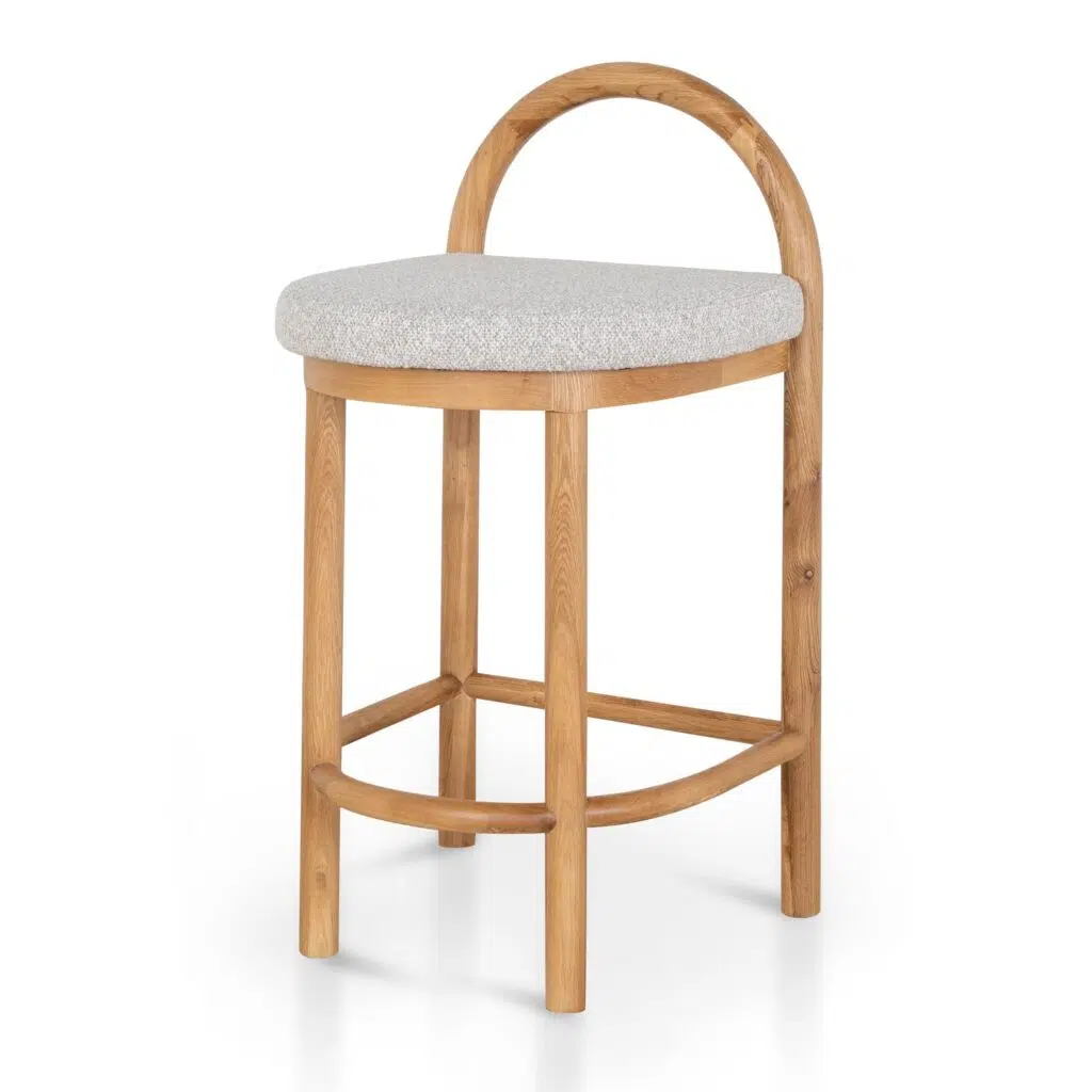 Milo 66cm Clay Grey Bar Stool - Ergonomic Design with Solid Oak Frame