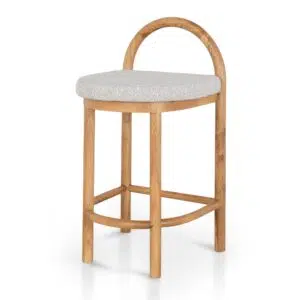Milo 66cm Clay Grey Bar Stool - Ergonomic Design with Solid Oak Frame