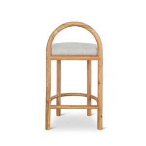 Milo 66cm Clay Grey Bar Stool - Solid Oak & Polyester Upholstery