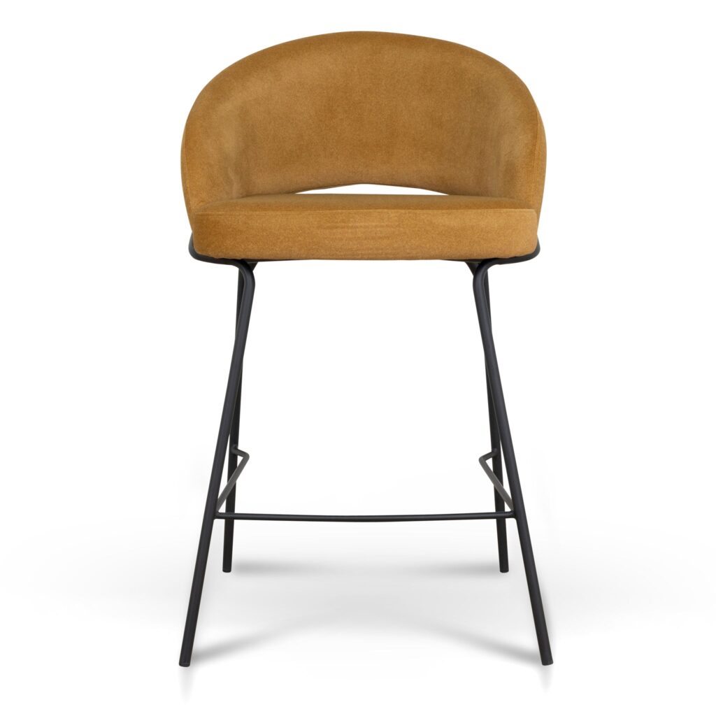 Hyla Black Bar Stool with Orange Gold Seat, Comfortable and Durable Design