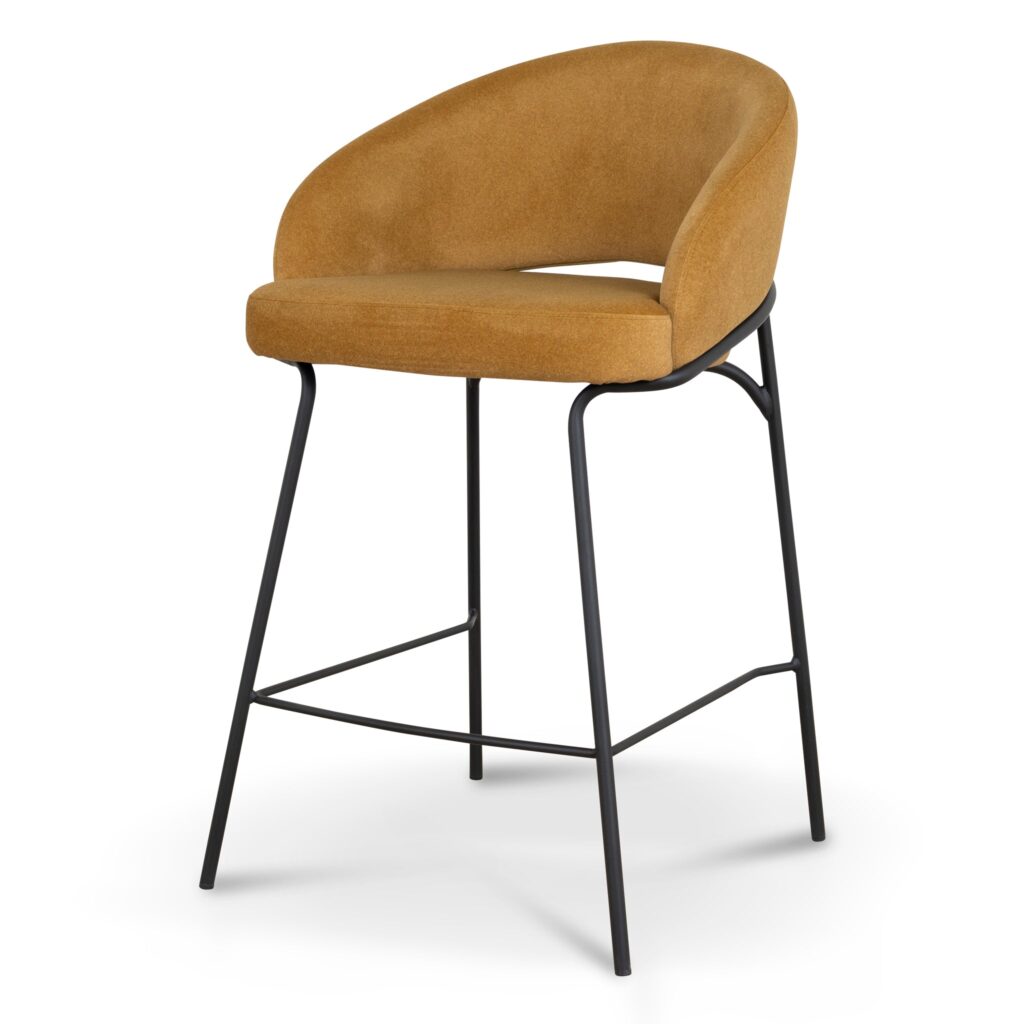 Hyla Black Bar Stool with Orange Gold Seat - Comfortable, Durable Design