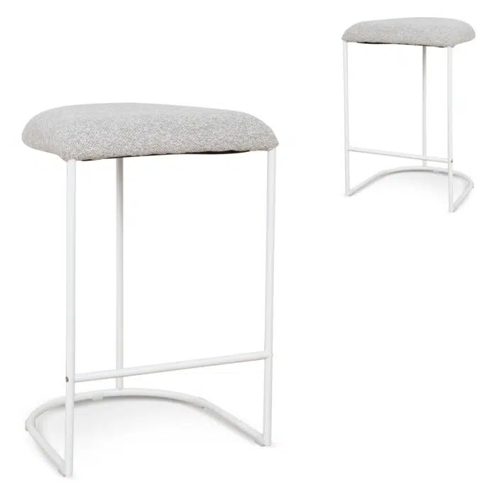 Milo 65cm White Bar Stool – Clay Grey (Set of 2)