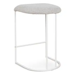 Milo 65cm White Bar Stool Set - White Metal Frame & Clay Grey Seat