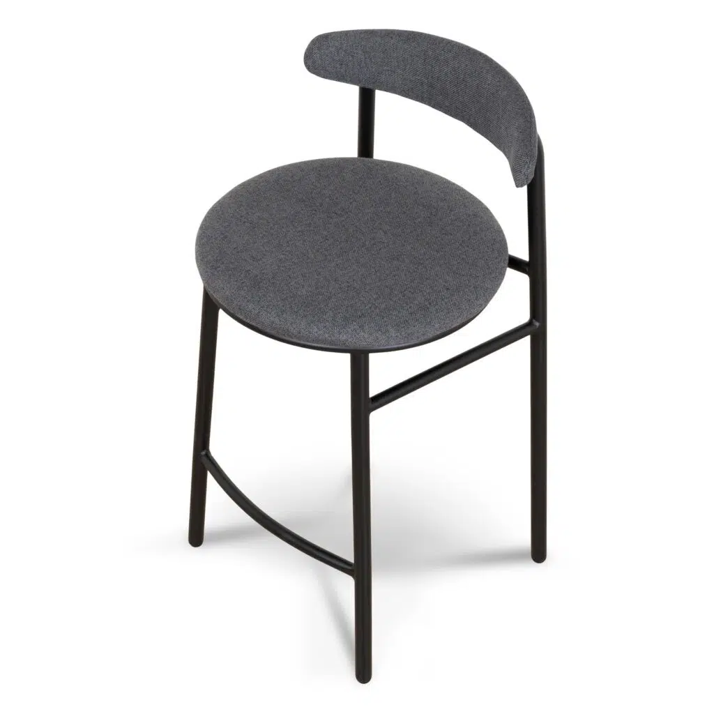 Quira 65cm Bar Stools – Contemporary Design, Slate Charcoal Upholstery, Durable Steel Frame, 65cm Height