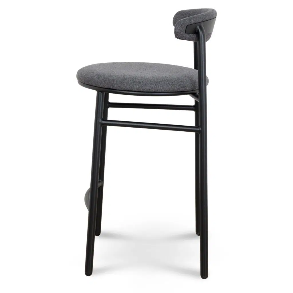Quira 65cm Bar Stool Set of 2 - Slate Charcoal Modern Durable Comfortable