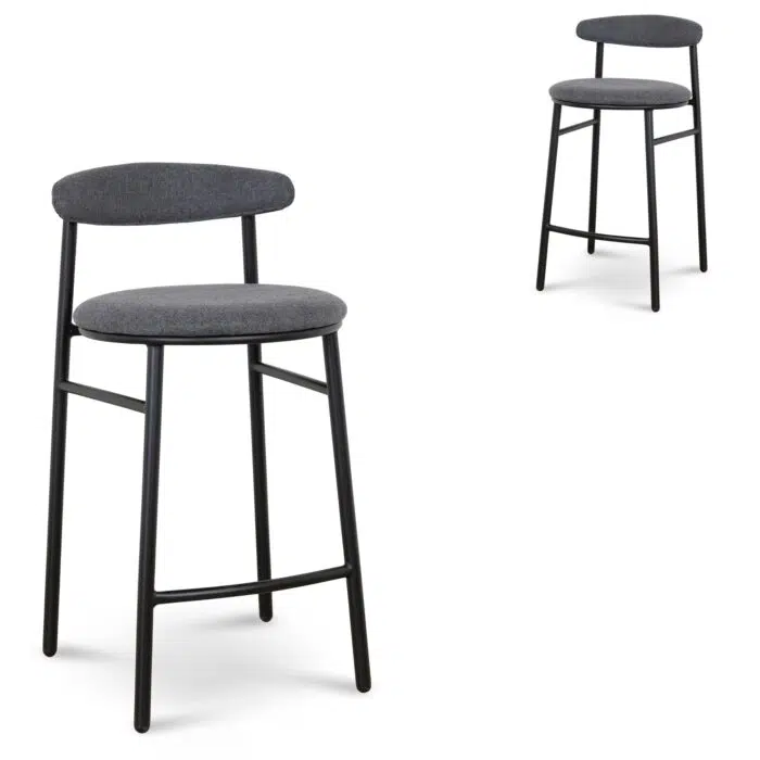 Quira 65cm Bar Stool – Slate Charcoal (Set of 2)