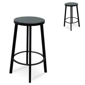Black Timber Bar Stool – 65cm Modern Design Set of 2