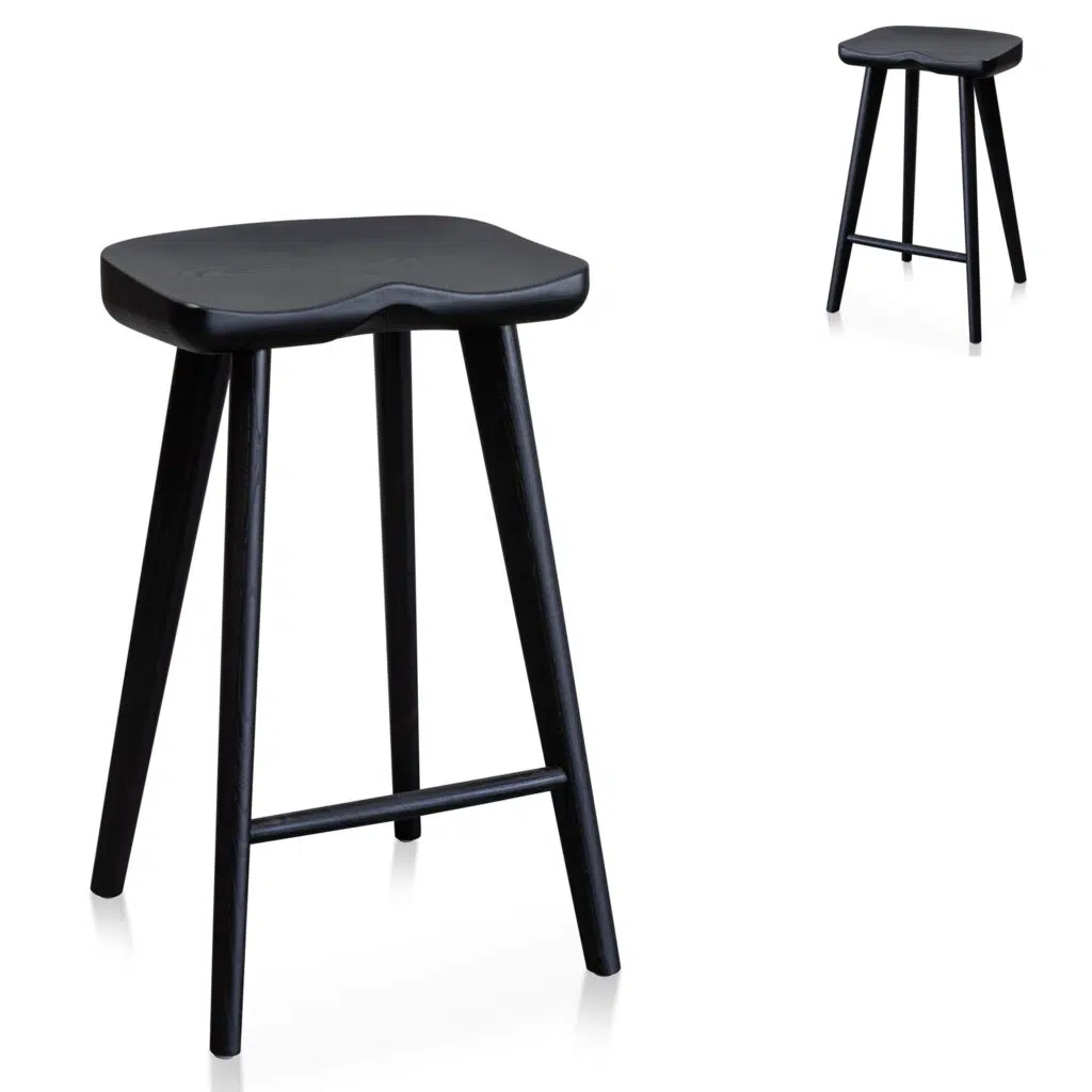 Black Bar Stool Set of 2 Modern Minimalist Kitchen Island