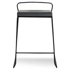 Elegant black wooden bar stool with minimalist design and durable steel base