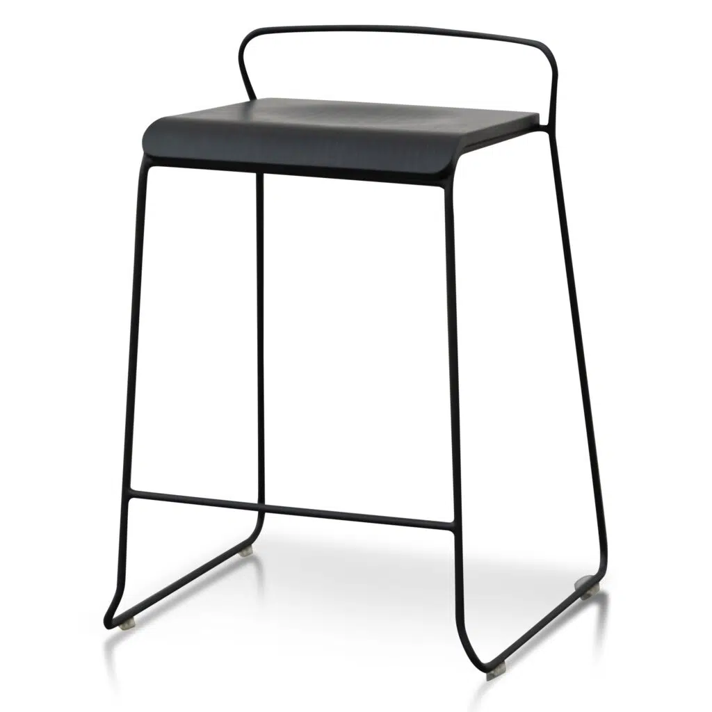 Modern black wooden bar stool with ergonomic design and durable construction