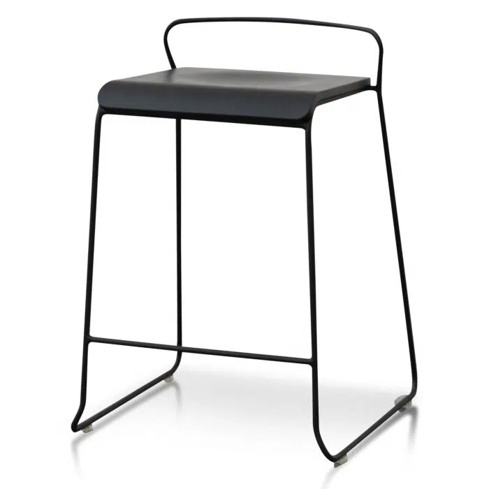 Max 65cm Wooden Seat Bar Stool – Black