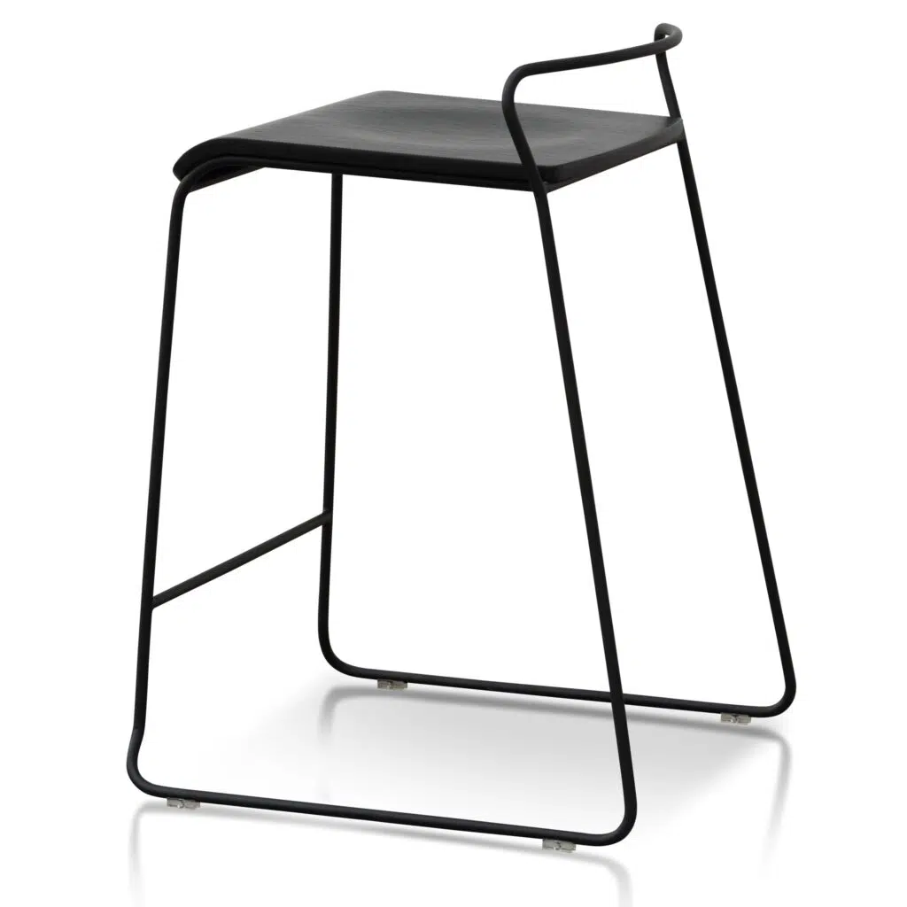 Max 65cm Black Wooden Bar Stool - Elegant Minimalist Design