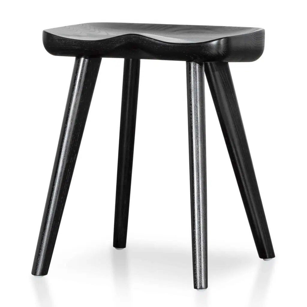 Pilo 45cm Black Barstool Set of 2 Solid Wood Modern Home
