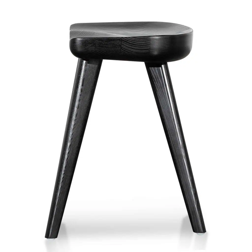 Pilo 45cm Black Barstool - Rustic Minimalist Solid Wood Design
