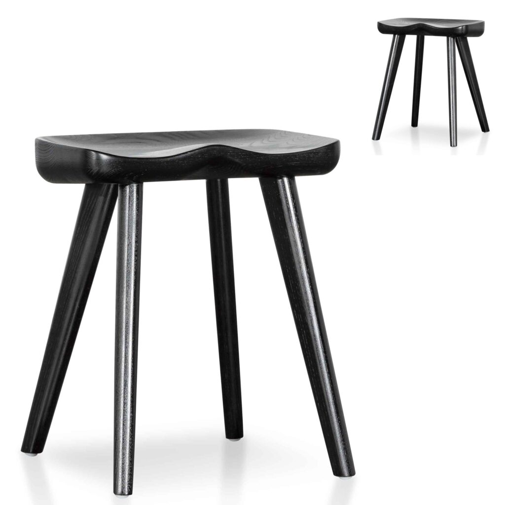 Black Barstool Set of 2 Modern Solid Wood Design