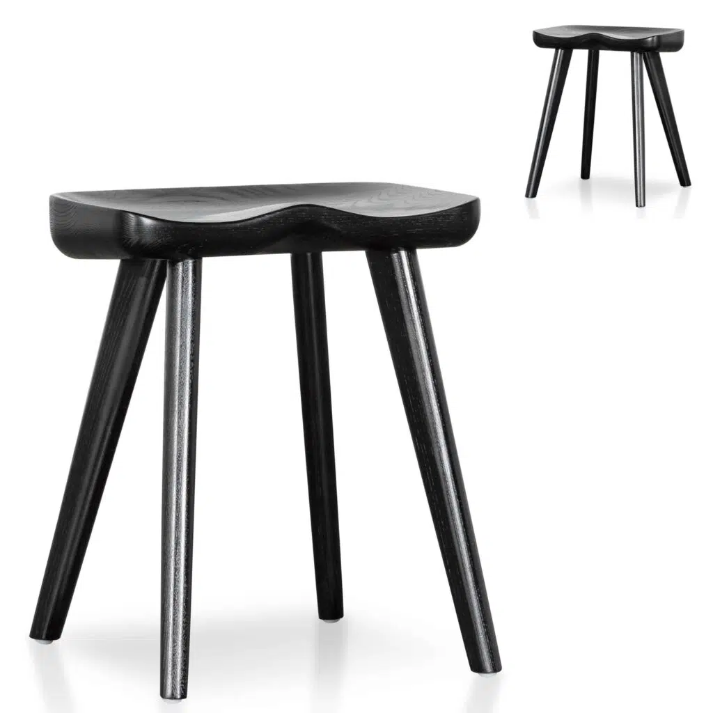 Black Barstool Set of 2 Modern Solid Wood Design