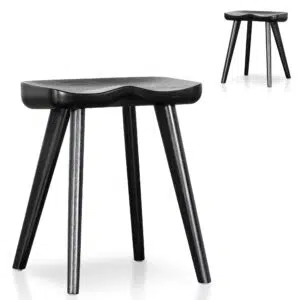 Black Barstool Set of 2 Modern Solid Wood Design