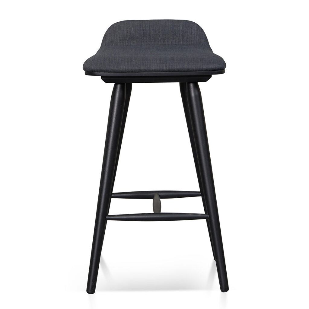 Luxurious Tuno Charcoal Black Wooden Bar Stool – 65cm