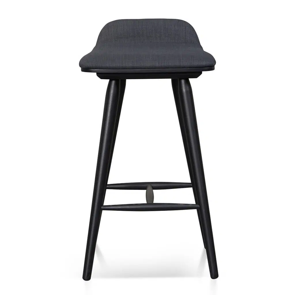 Luxurious Tuno Charcoal Black Wooden Bar Stool – 65cm