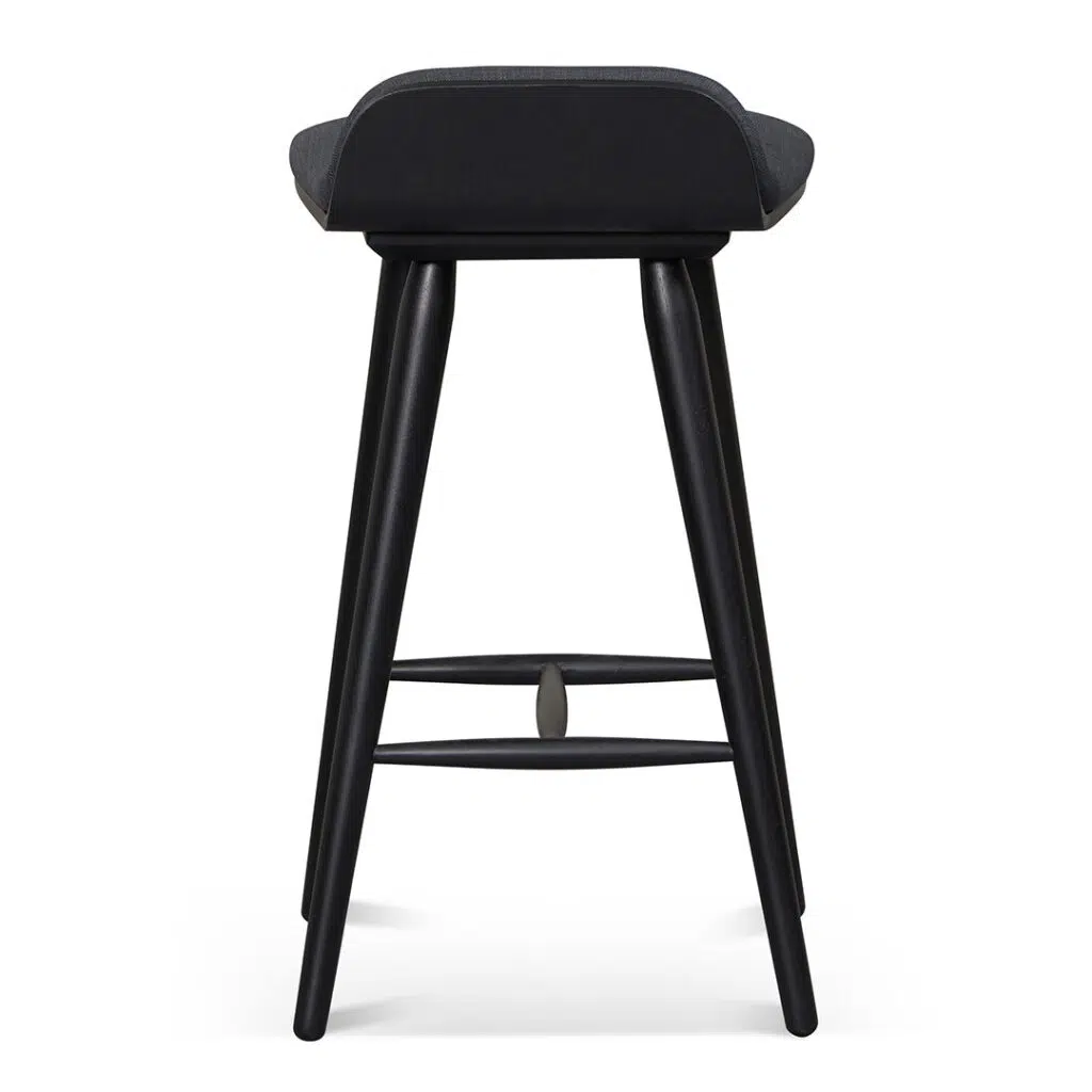 Tuno 65cm Charcoal Black Wooden Bar Stool – Modern Kitchen Chair