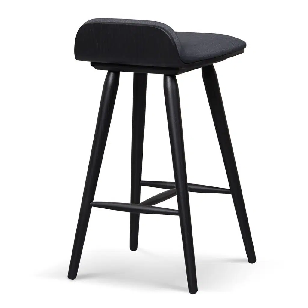 65cm Charcoal Black Wooden Bar Stool